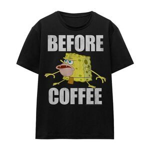 SpongeBob SquarePants Unisex Adult Before Coffee Meme T-Shirt / Black